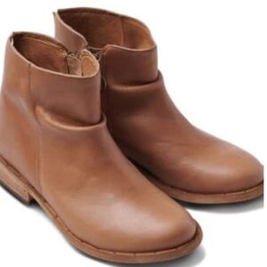 Beek Quail Slouchy Zip Bootie Saddle Brown Leather Round Toe Ankle Boots